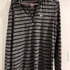 Nike Dri-FIT Black and Gray Striped Top